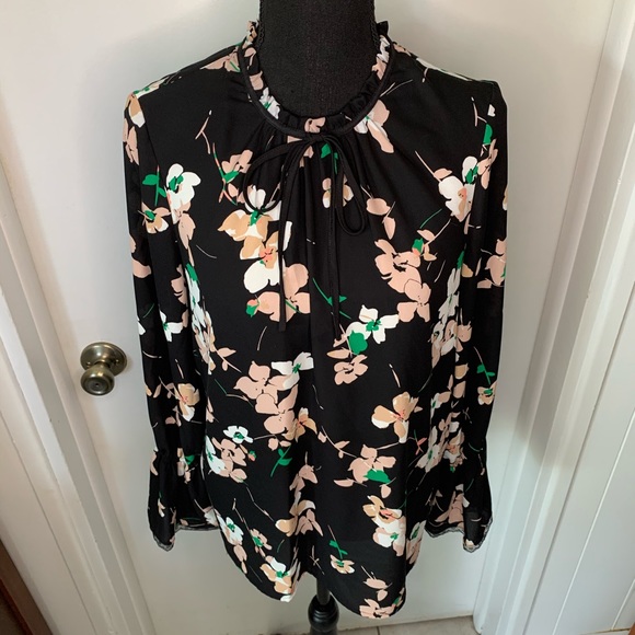 Karl Lagerfeld Long Sleeve Floral Top SZ S - Picture 4 of 11